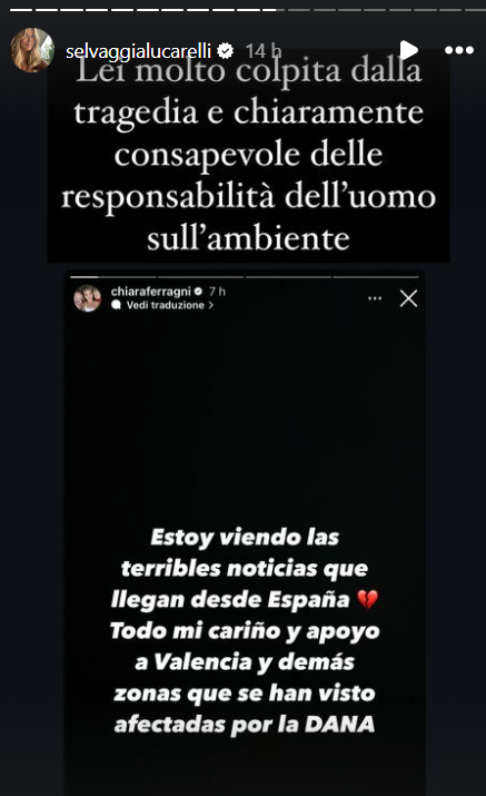 Screenshot Lucarelli commento Ferragni alluvioni Spagna