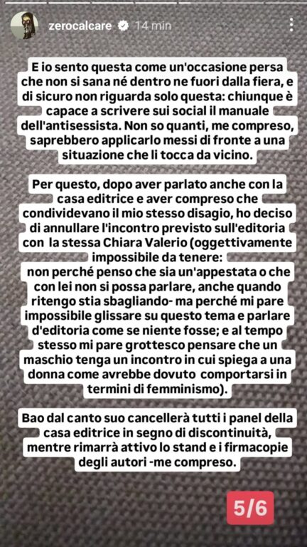 La storia con cui Zerocalcare annuncia l'annullamento dell'evento alla Fiera Più libri, più liberi