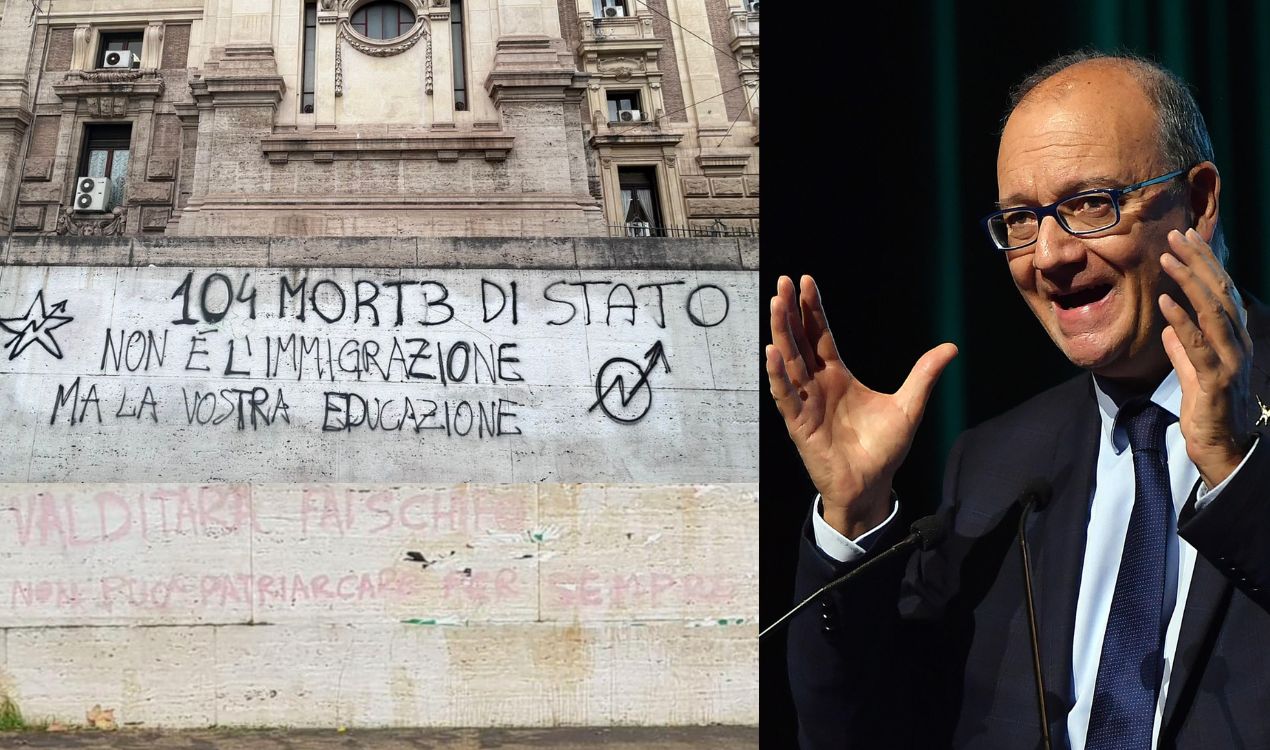 valditara scritte sui muri dimissioni