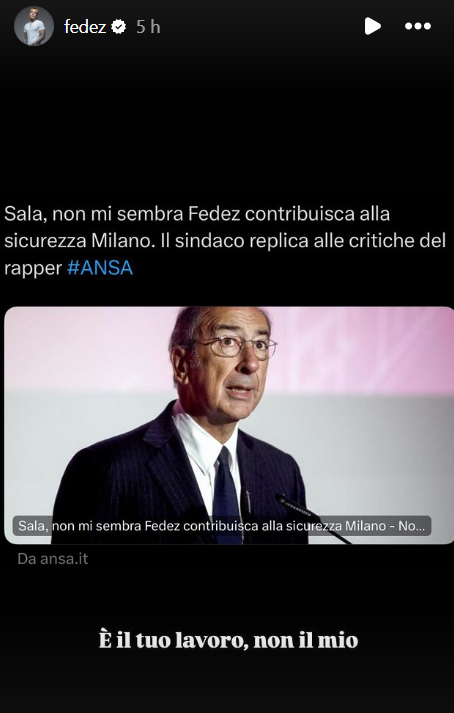 Fedez sui social risponde a Sala