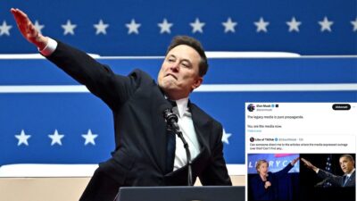 elon musk saluto romani precedenti obama harris clinton