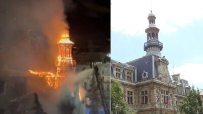 incendio parigi municipio rischio crollo video