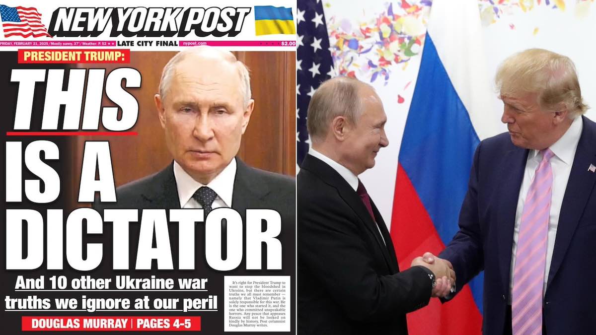 Dopo gli insulti a Zelensky, anche il trumpiano New York Post si smarca. La copertina con Putin: «Questo è un dittatore»