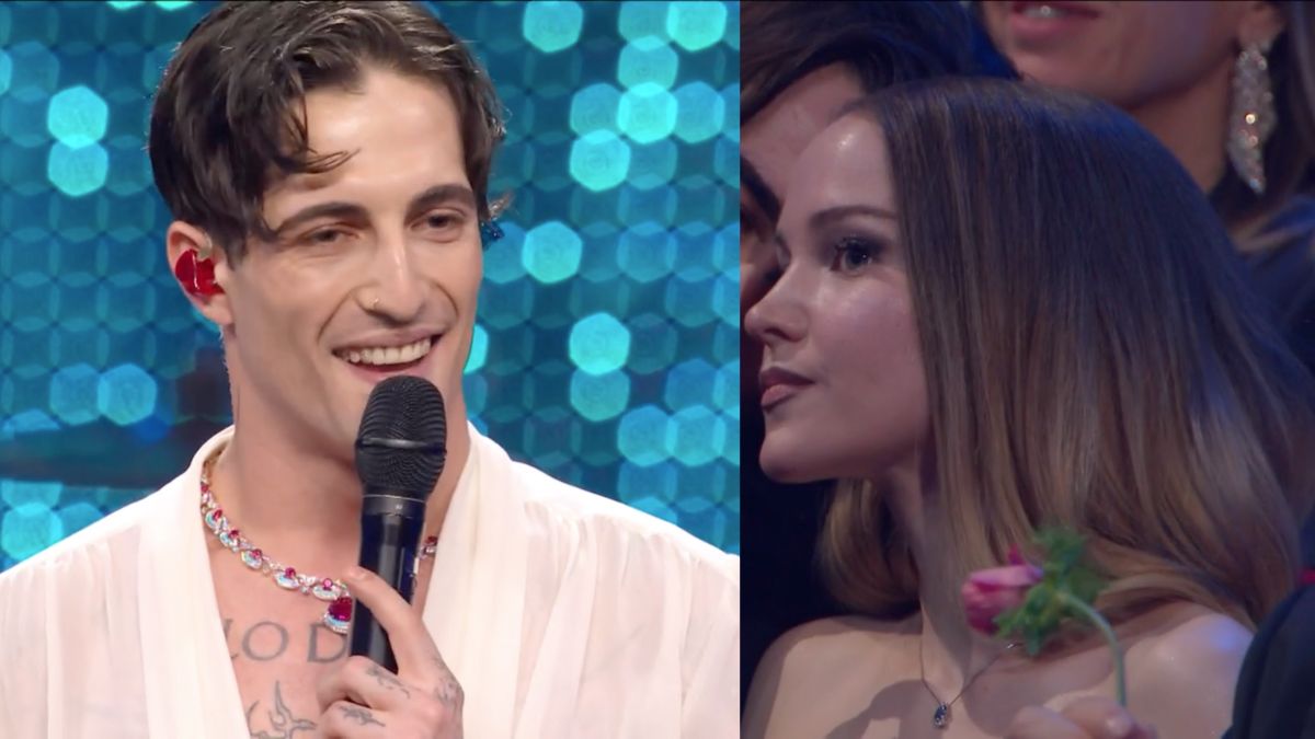 Sanremo 2025, Damiano David canta «Born with a broken heart» davanti alla sua fidanzata Dove Cameron in prima fila – Il video