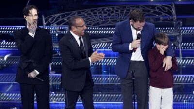 festival sanremo 2025 damiano david bambino vittorio nipote alessandro borghi video