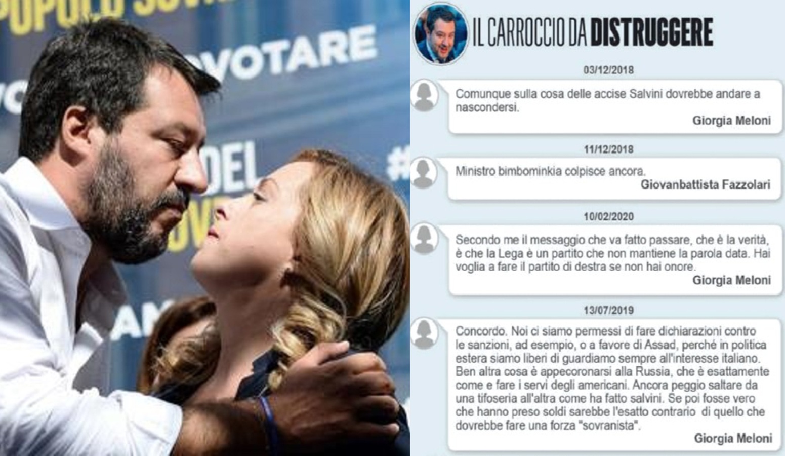 Le chat segrete di Giorgia Meloni e FdI: «Salvini bimbominkia, un cialtrone ridicolo. La Lega? Senza onore»