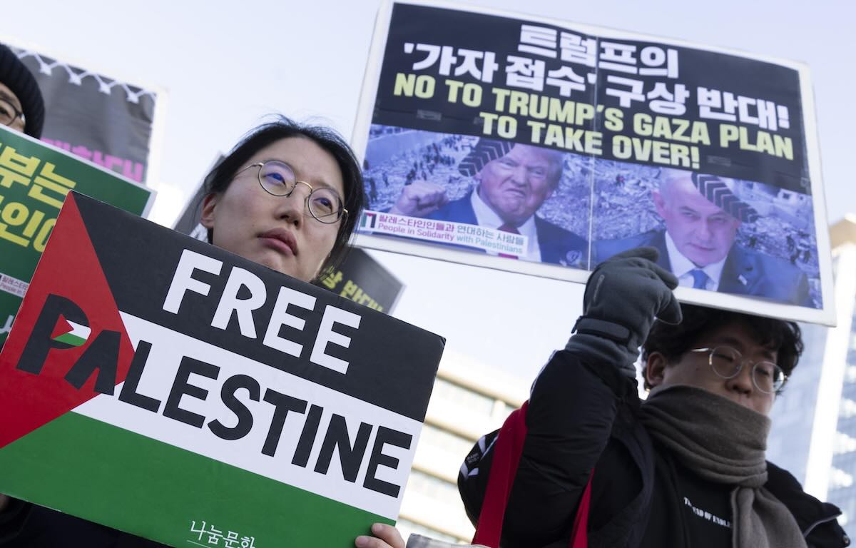 manifestazione pro palestina piano gaza trump