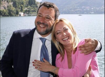 Salvini e Meloni abbraccio