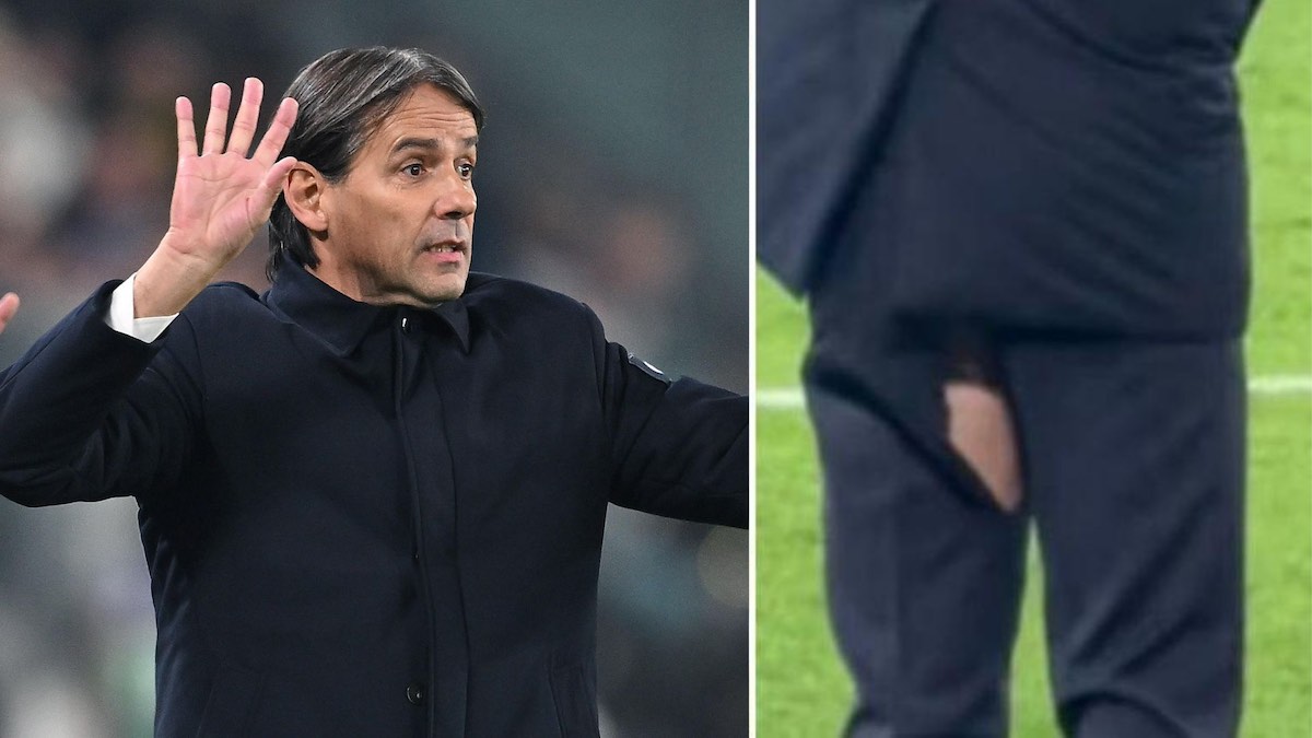 simone inzaghi inter juventus pantaloni strappati social