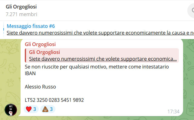 Gruppo Telegram Articolo 52 Alessio Russo