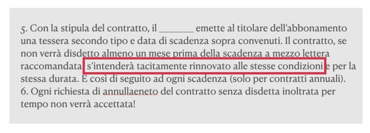 contratto palestra