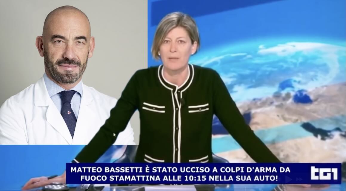 «Matteo Bassetti ucciso con colpi di arma da fuoco», il finto servizio del Tg1 che fa infuriare l’infettivologo – Il video