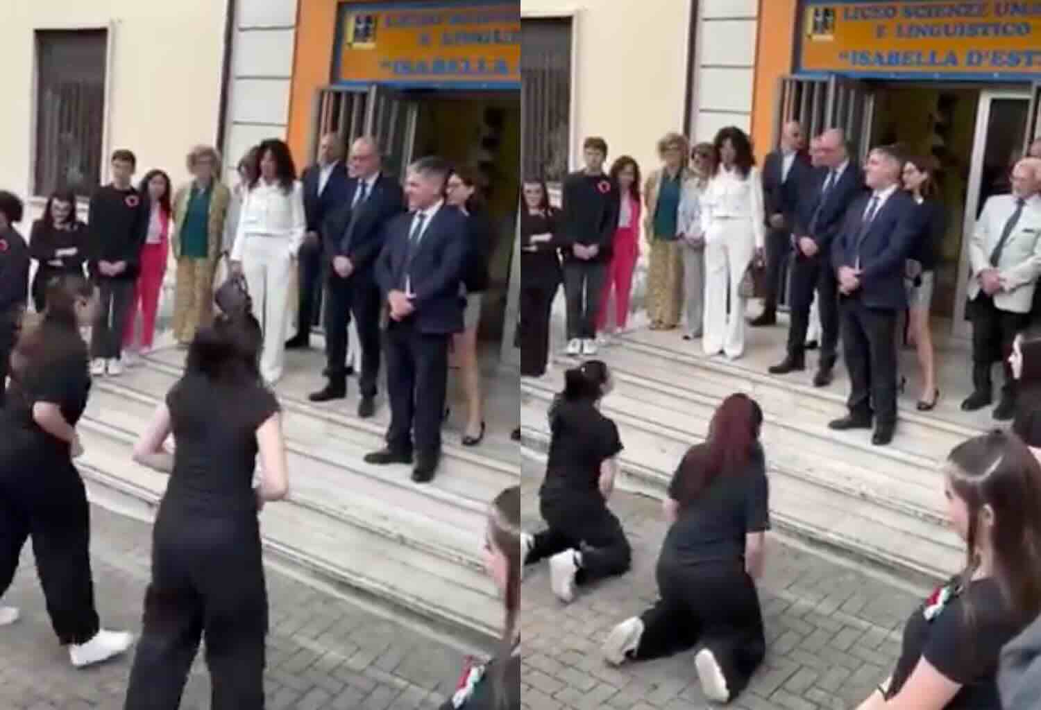 Valditara accolto al liceo di Tivoli come fosse in visita di Stato. E le professoresse fanno fare un balletto in suo onore dalle alunne – Il video Valditara accolto al liceo di Tivoli come fosse in visita di Stato. E le professoresse fanno fare un balletto in suo onore dalle alunne – Il video
