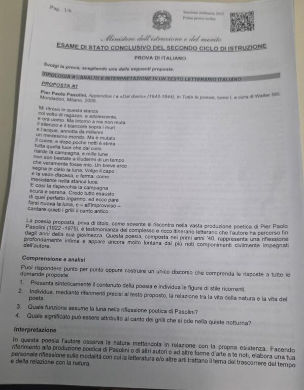 tracce prima prova maturità