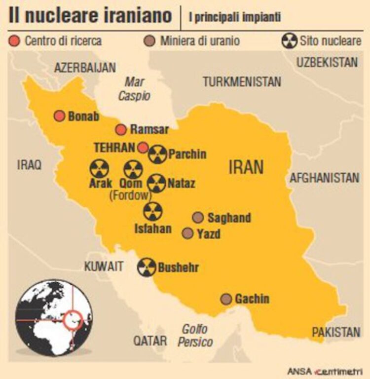cartina mappa nucleare iran