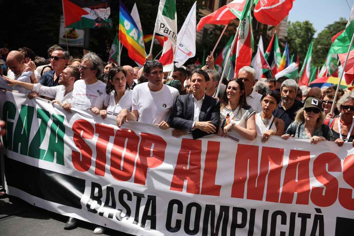roma gaza corteo schlein conte