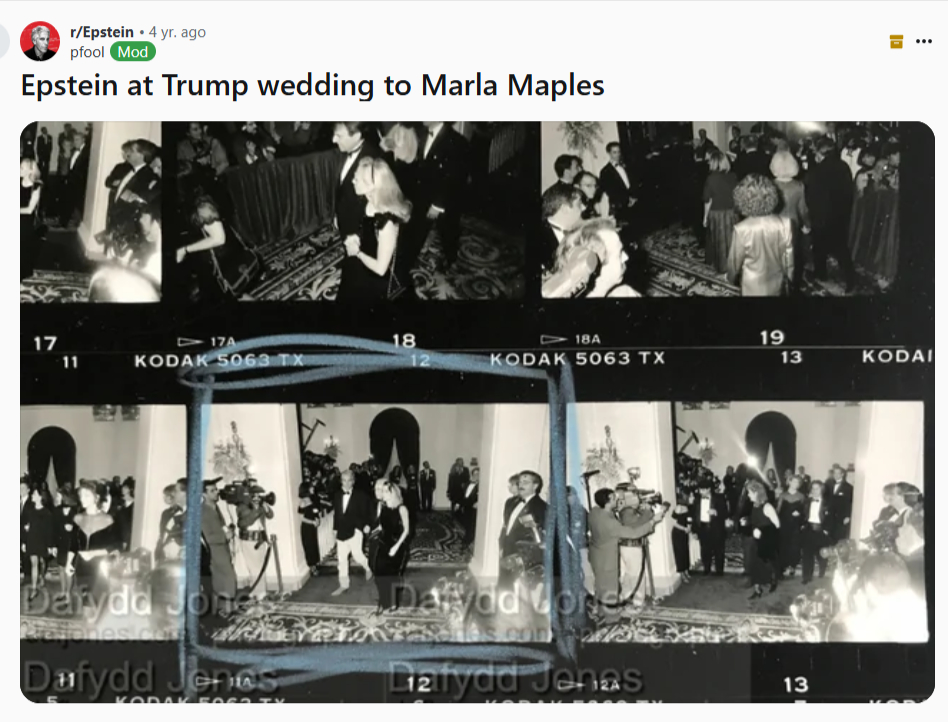 trump foto matrimono epstein