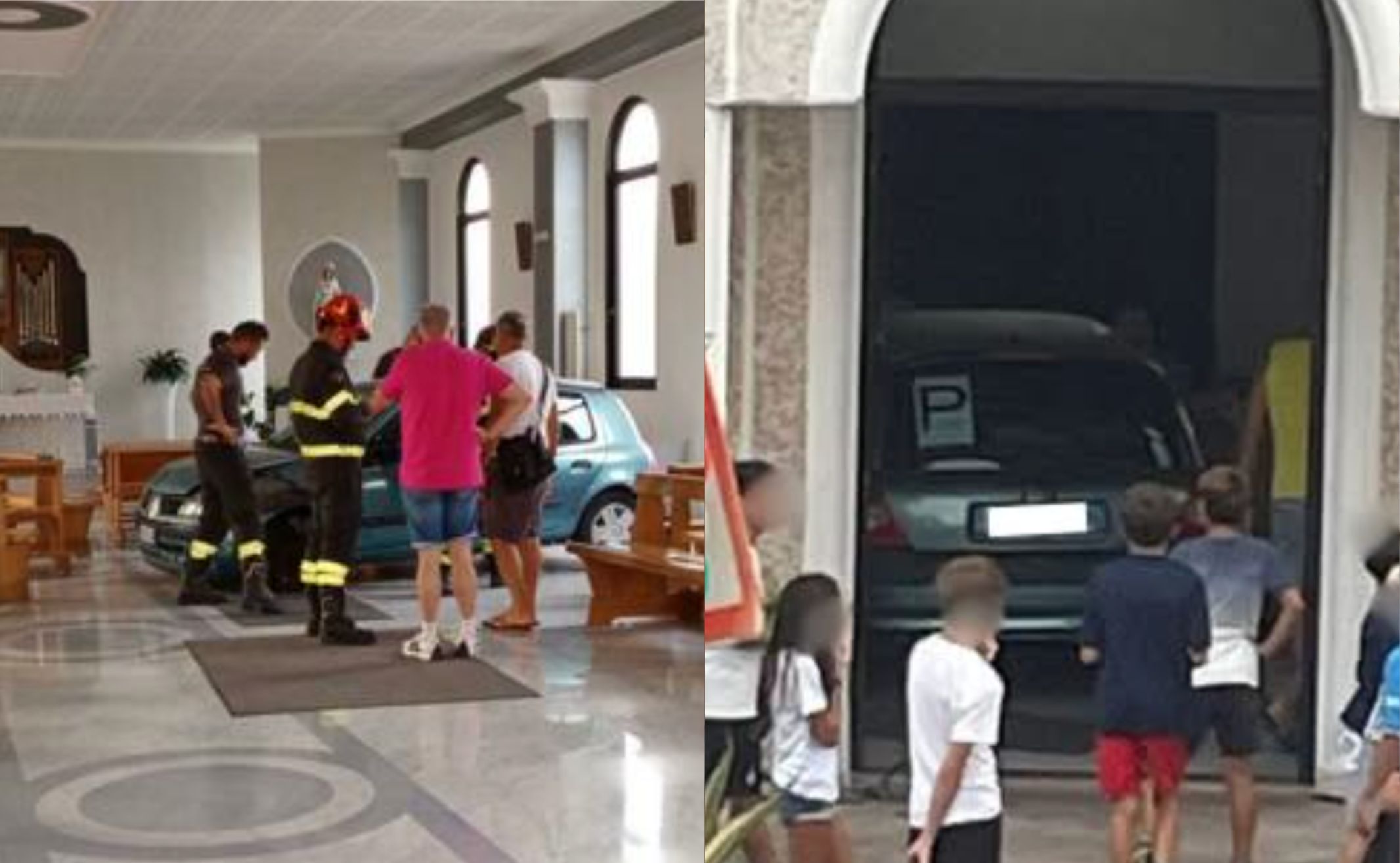 auto finisce contro portone chiesa