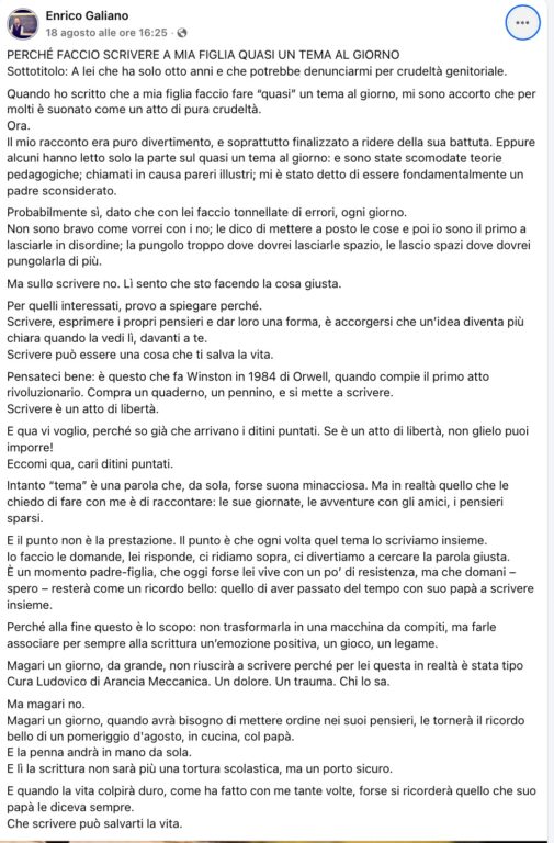 enrico galiano tema al giorno