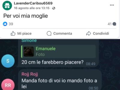 facebook mia moglie gruppo telegram