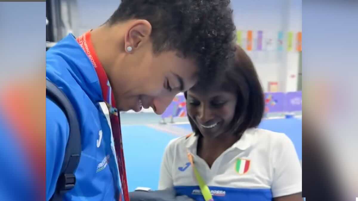 Mattia Furlani con la mamma allenatrice