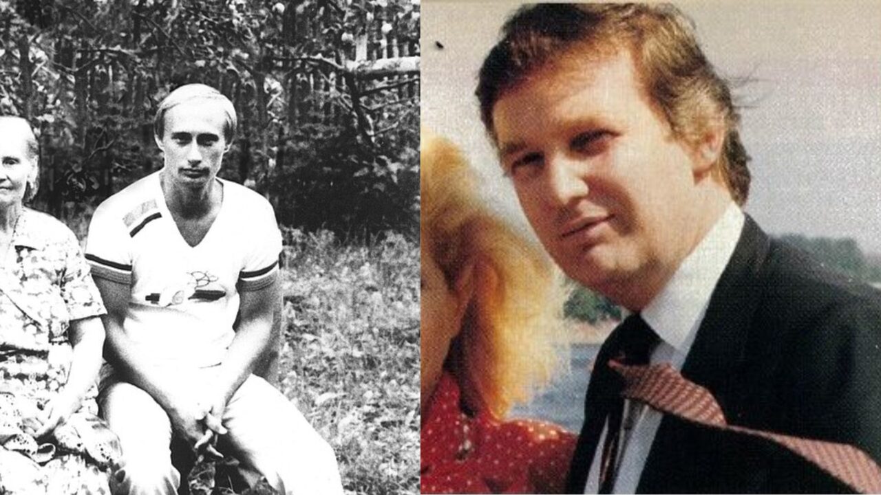 Foto che compara l'aspetto di Trump e Putin alla fine degli anni Ottanta.