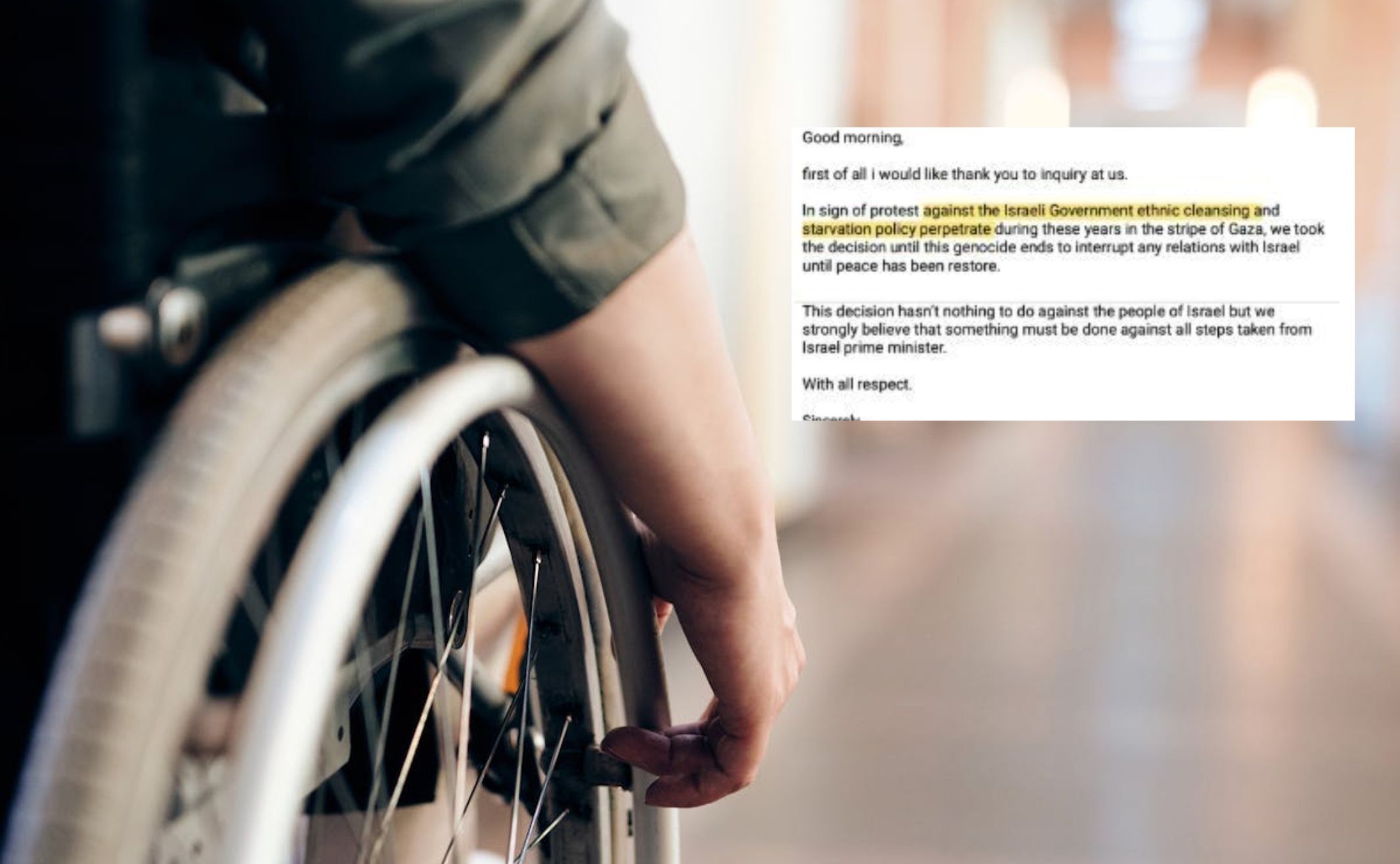 donna disabile israeliana respinta