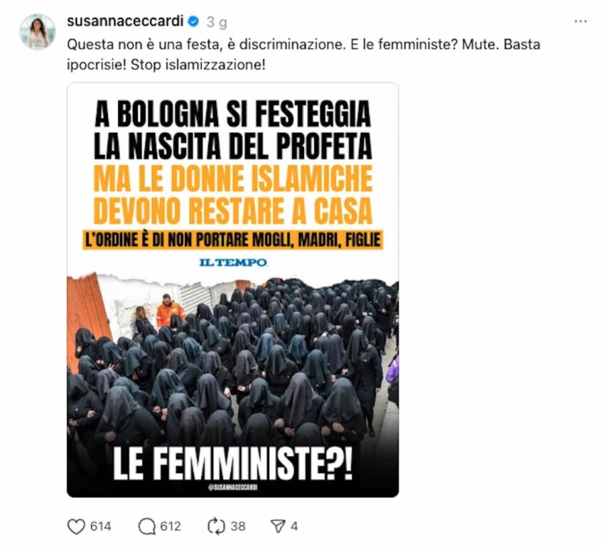 susanna ceccardi gaffe islam