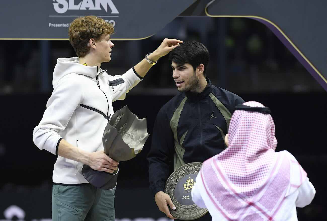 Jannik Sinner con Calros Alcaraz al Six Kings Slam 2024