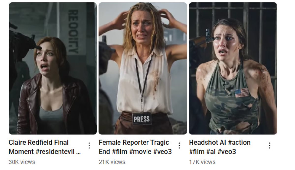 woman shot ai video youtube veo