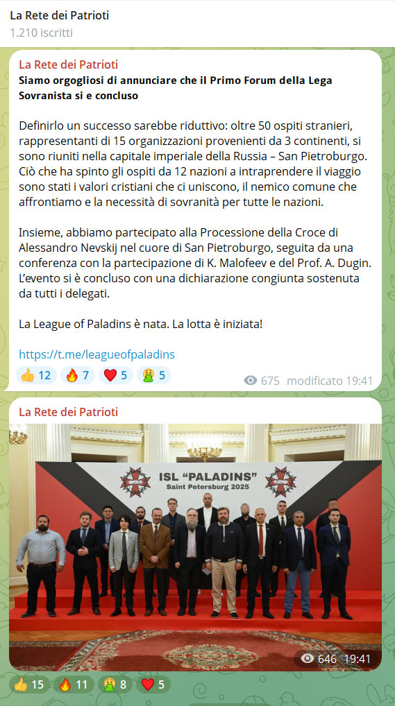 rete dei patrioti telegram padins russia