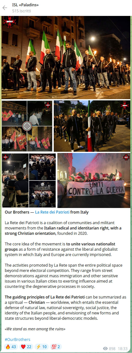 paladins italia ISL manifestazioni gruppo telegram