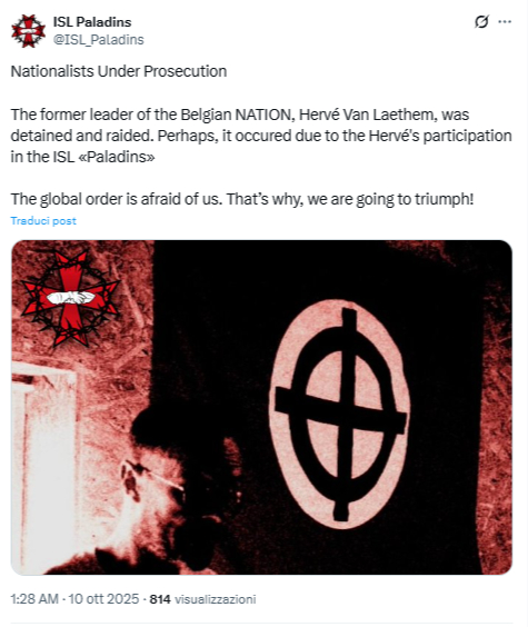 post X IS Hervé Van Laethem neonazista