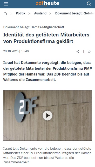 zfd annuncio sospensioni rapporto membro hamas