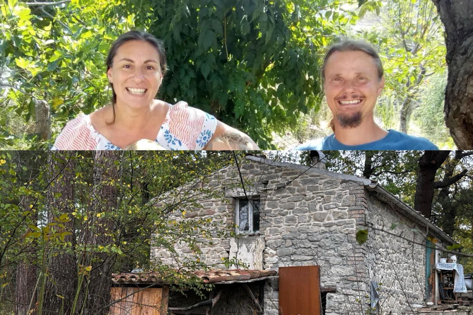 Famiglia casa nel bosco