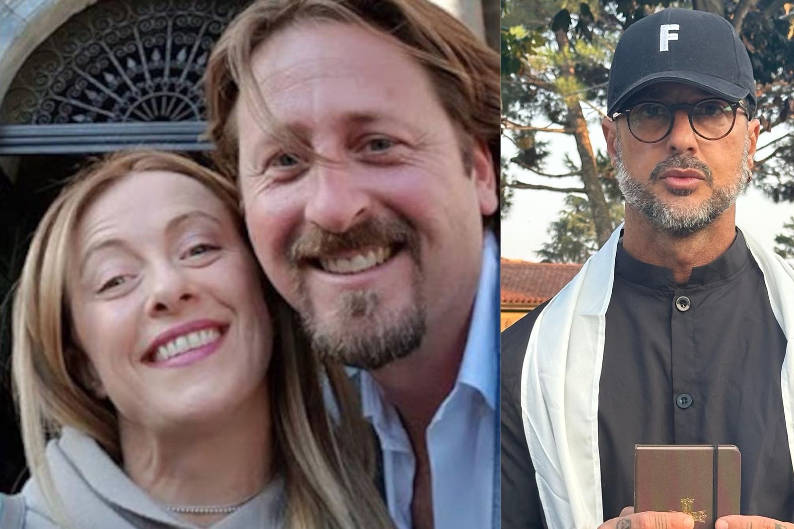 Manlio Messina con Giorgia Meloni e Fabrizio Corona