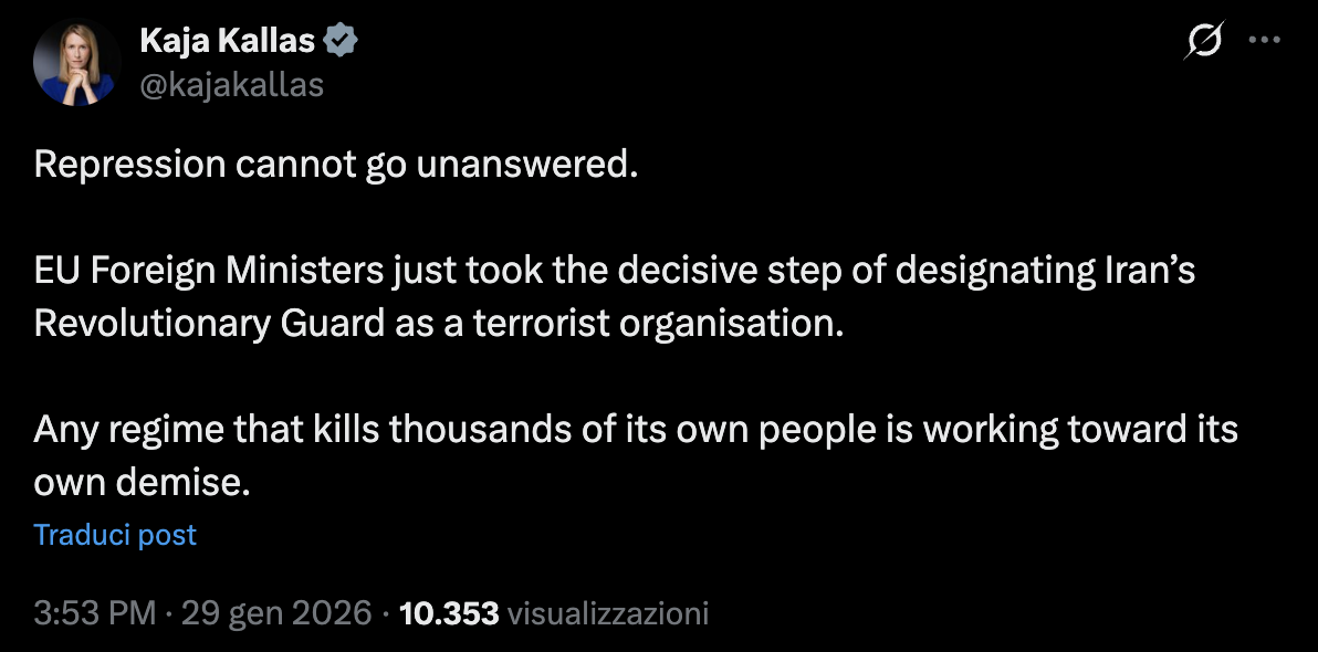 Kaja Kallas sui Pasdaran