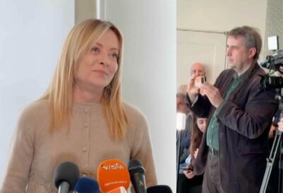 Giorgia Meloni e il direttore di Vista