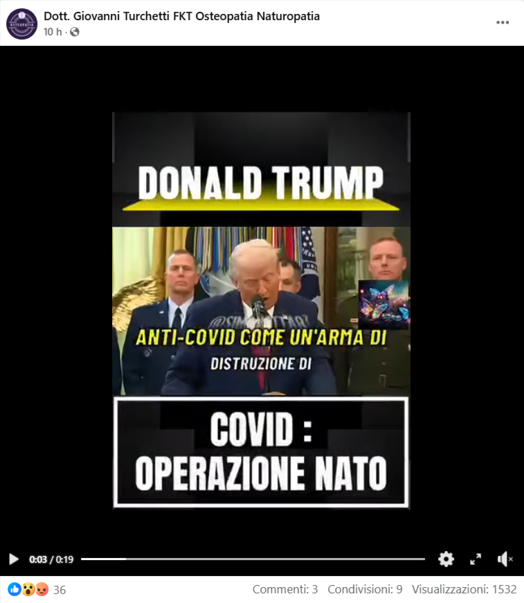 Un reel con il video alterato pubblicato su Facebook.