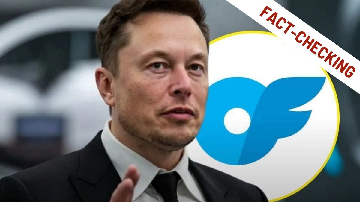 Foto di Elon Musk e il logo di Onlyfans. Scritta fact-checking