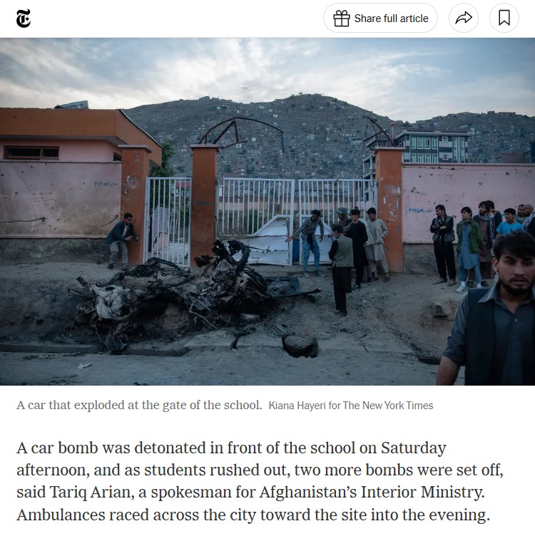 Differenza visiva tra la scuola Sayed ul-Shuhada di Kabul (2021) e la scuola Shajareh Tayyebeh di Minab (2026).