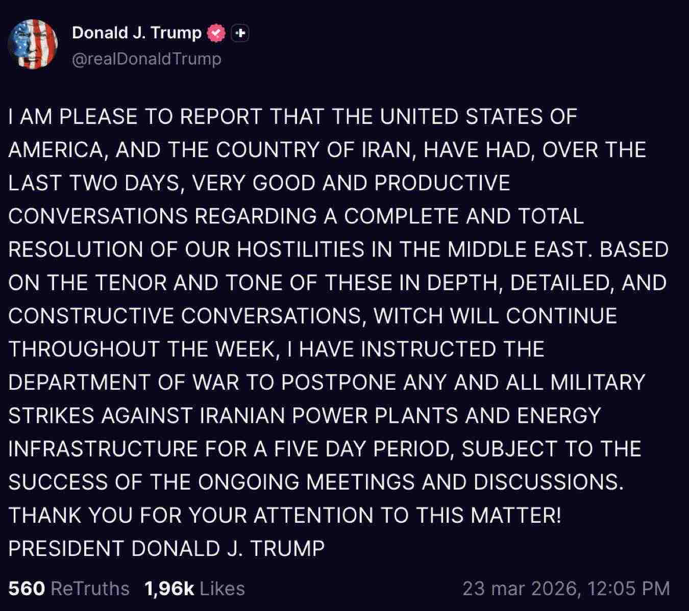 Trump rinvia attacchi Iran