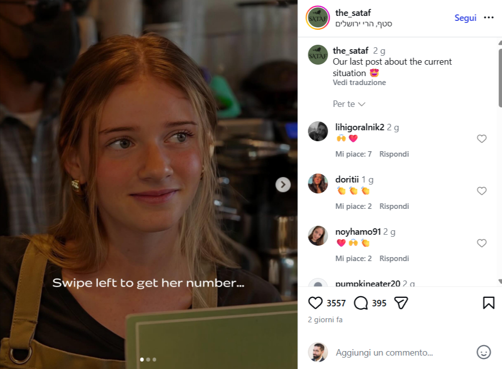 Le foto, ad alta qualità, della giovane barista pubblicate dall'account del locale The Sataf.