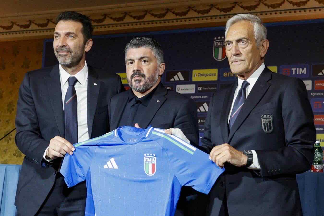 Gigi Buffon, Rino Gattuso e Gabriele Gravina