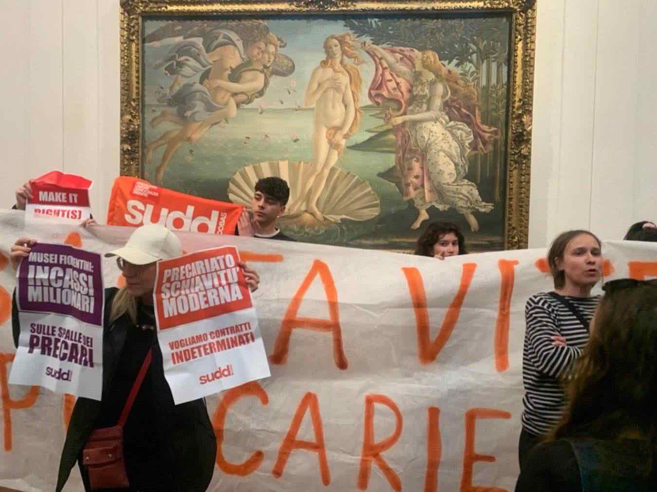 protesta-precari uffizi-firenze-video