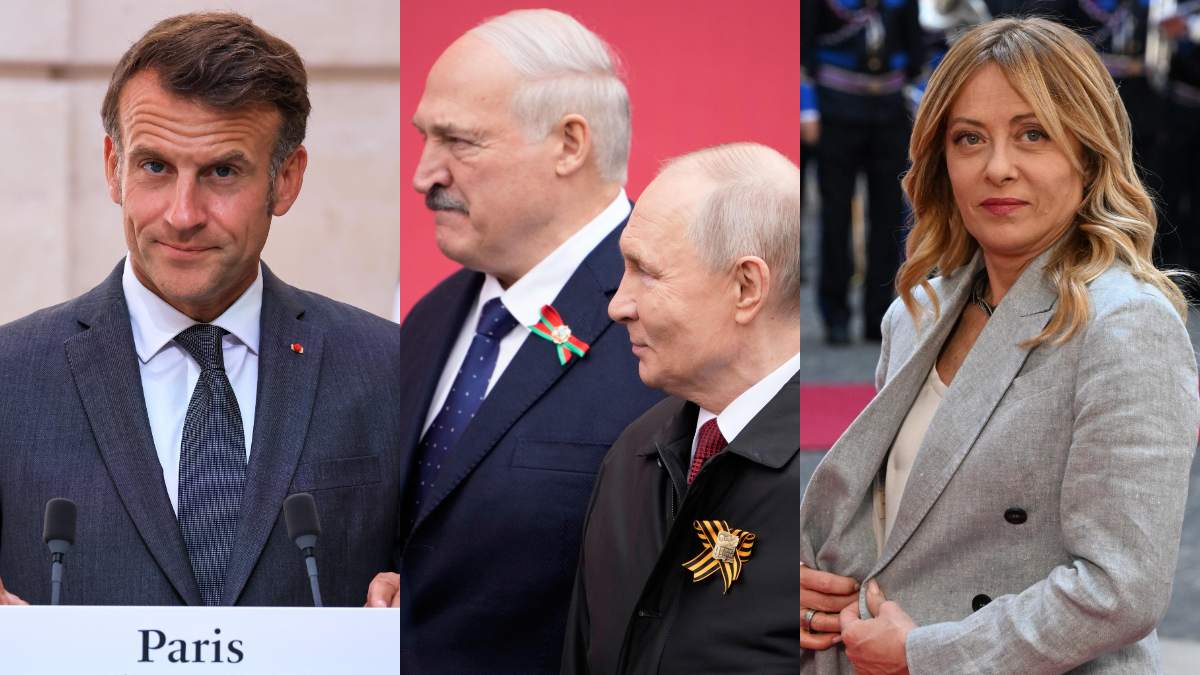 Emmanuel Macron, Lukashenko con Putin, Giorgia Meloni