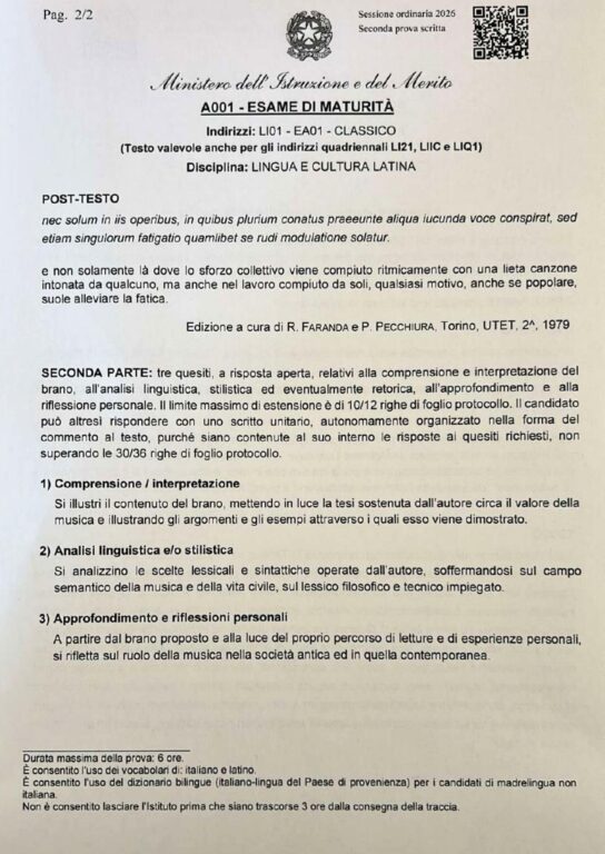 quintiliano traccia integrale maturit 