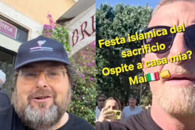 Mario Adinolfi insieme a Simone Carabella e l'appello a mediaset dopo la festa del sacrificio a Roma