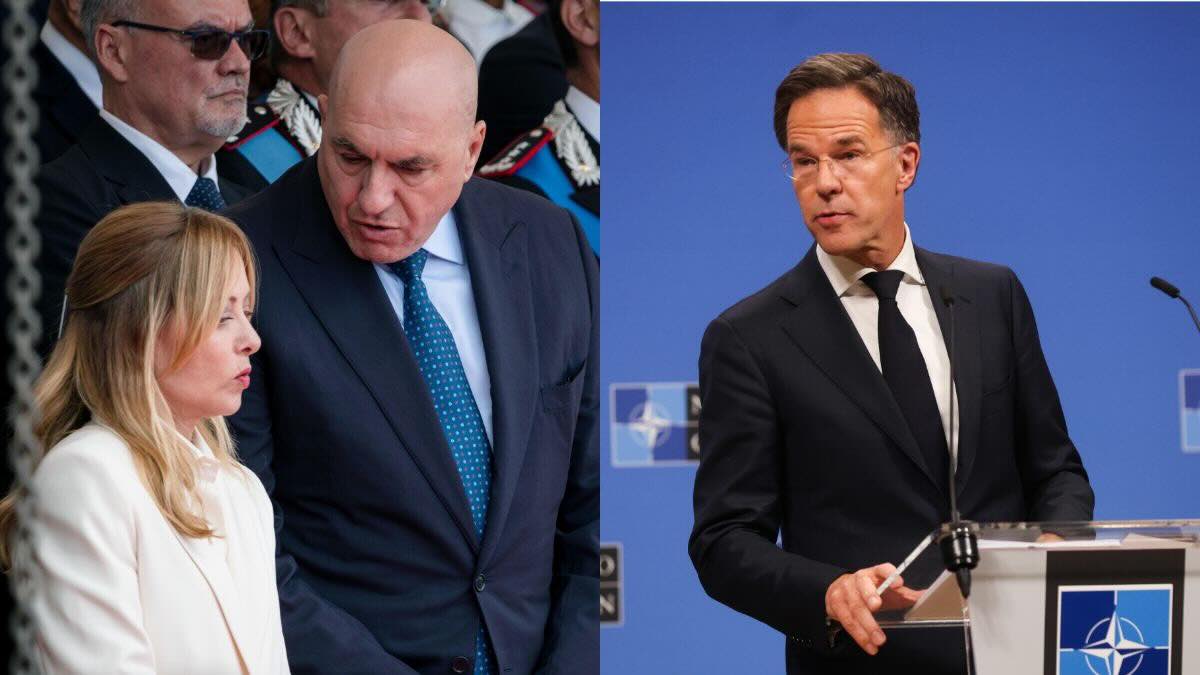 https://static.open.online/wp-content/uploads/2026/06/Rutte-Crosetto-Meloni.jpeg