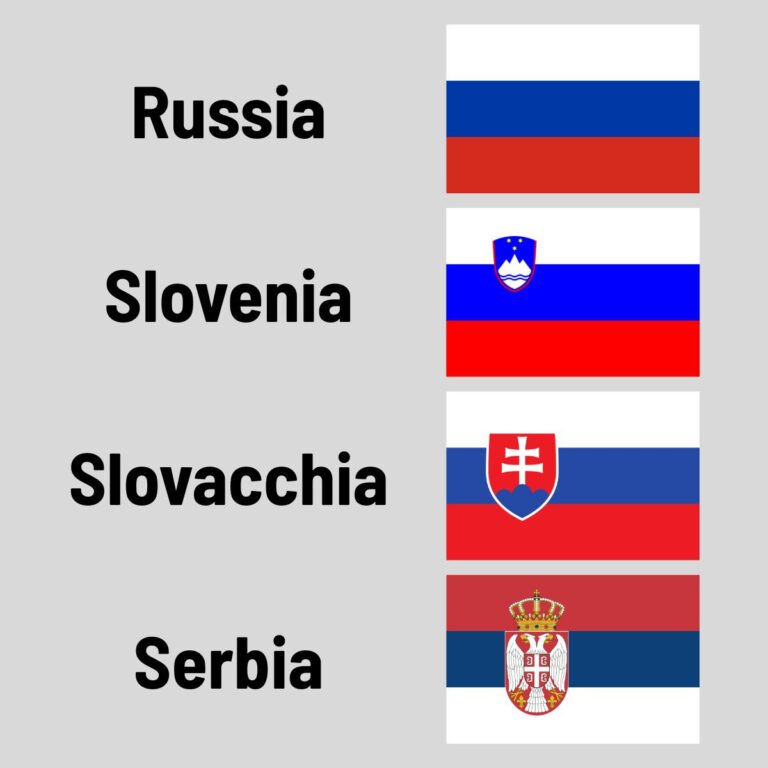 Dettaglio ravvicinato della bandiera tricolore bianco, blu e rosso esposta nello stadio Azteca priva di stemmi nazionali come quelli della Slovenia, Slovacchia e Serbia